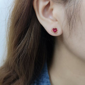 Boucles d'oreilles Petit Coeur Rouge 