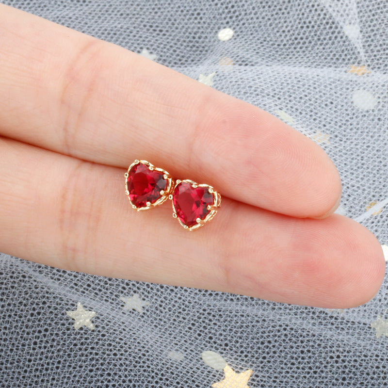 Boucles d'oreilles Petit Coeur Rouge 
